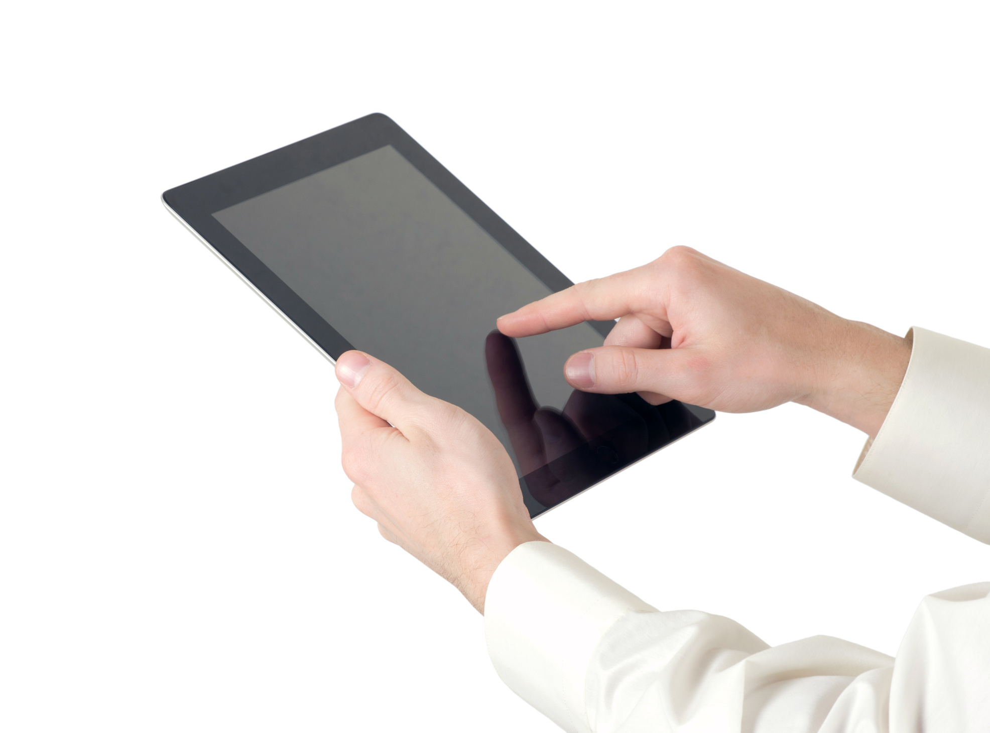 hands with tablet computer